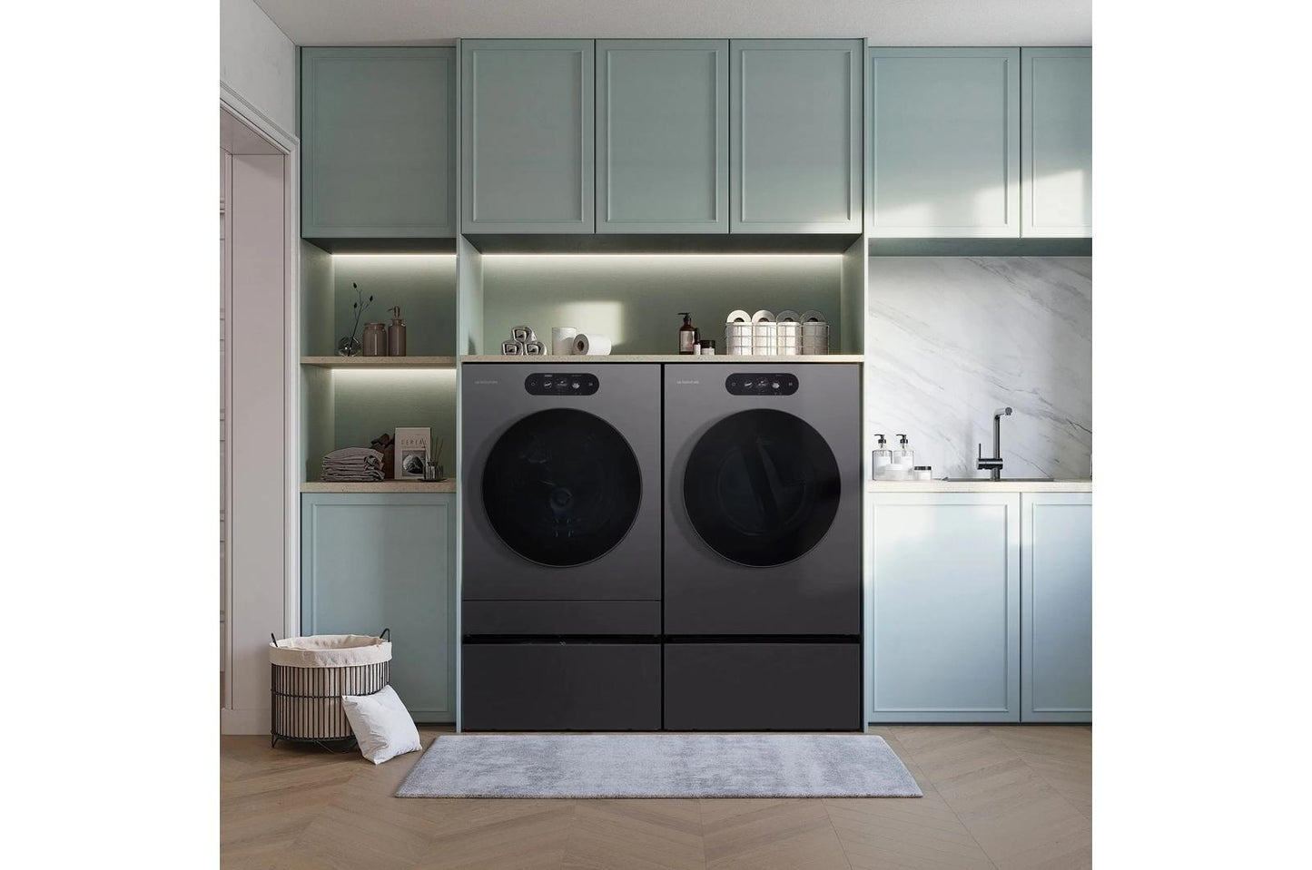 Lg DLGX9901B Lg Signature 9.0 Cu. Ft. Mega Capacity Smart Front Load Gas Dryer With Built-In Intelligence, Turbosteam® And Touch Lcd Control