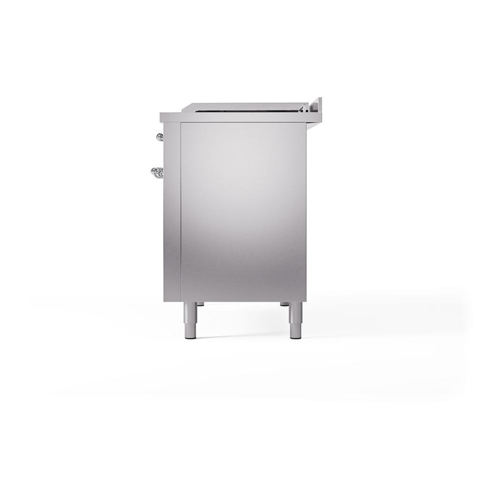 Ilve UN48FSQNMPSSCLP Ilve Un48Fsqnmpssclp Nostalgie Ii Noblesse 48" Dual Fuel Range (5 Sealed Burners + Griddle + French Top, Liquid Propane, Solid Door, Stainless Steel, Chrome)