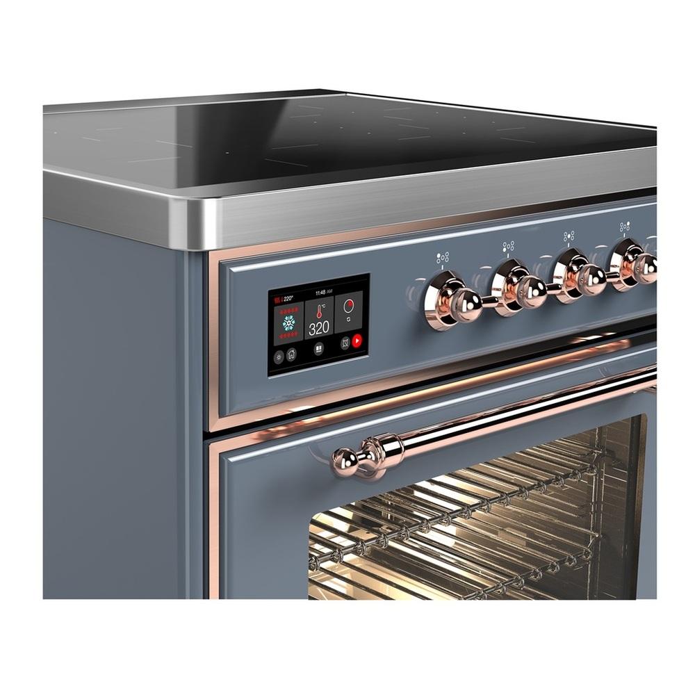 Ilve UMIB30NR3BGP Ilve Umib30Nr3Bgp Majestic Iii 30 Inch Induction Range With 4 Elements, 4 Cu. Ft. Oven Capacity (Triple Glass Door, Blue Grey, Copper)