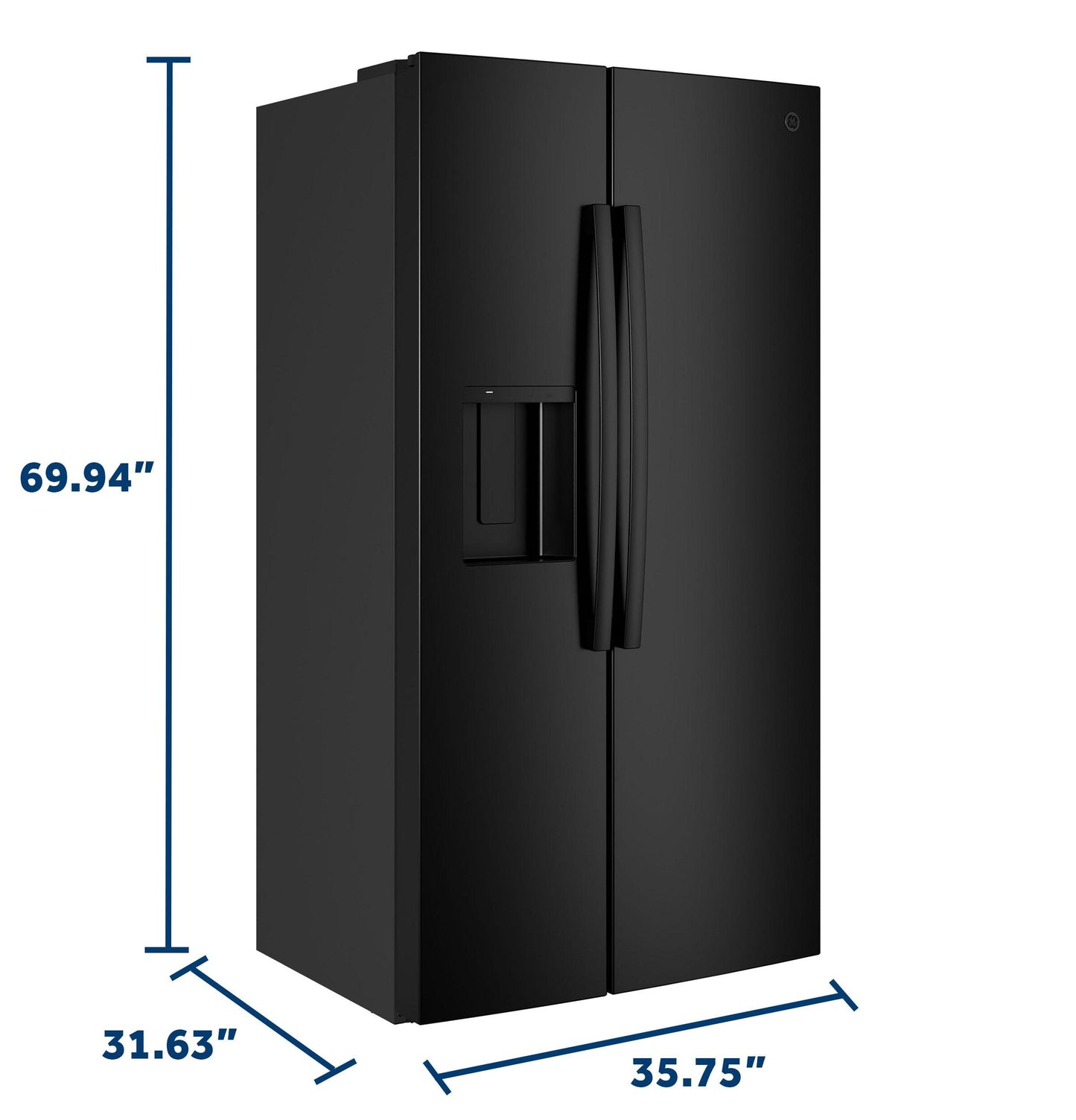 Ge Appliances GZE24NGYBB Ge® Energy Star® 23.6 Cu. Ft. Counter-Depth Side-By-Side Refrigerator With Extra Tall Dispenser And In-Door Icemaker