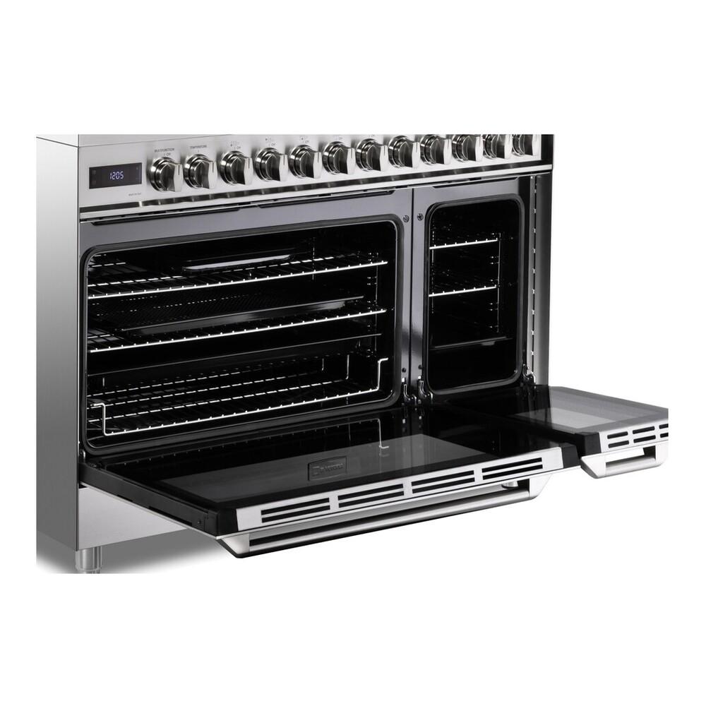 Verona VUFSGE486DSS Verona Vufsge486Dss 48 Inch Ultima Collection Dual Fuel Range With 6 Brass Sealed Burners, 5.8 Cu. Ft. Oven Capacity, Digital Clock In Stainless Steel