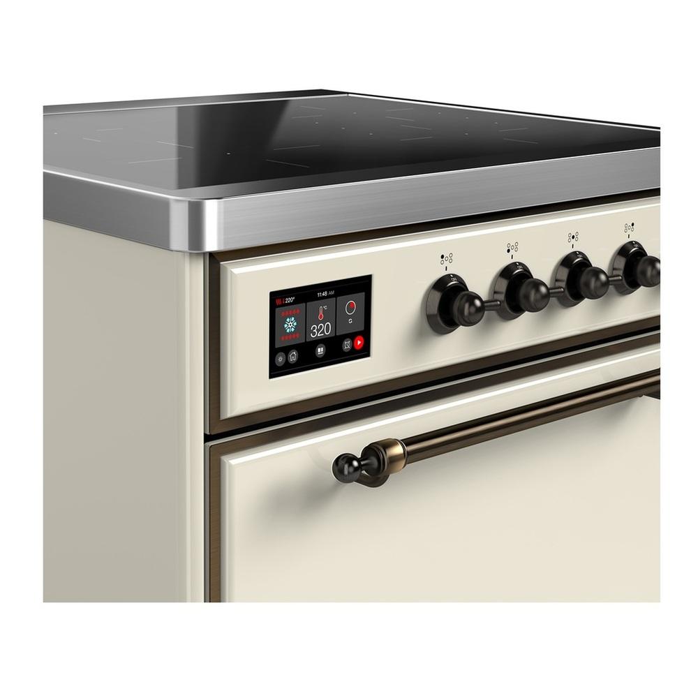 Ilve UMIB30QNR3AWB Ilve Umib30Qnr3Awb Majestic Iii 30 Inch Induction Range With 4 Elements, 4 Cu. Ft. Oven Capacity (Solid Door, Antique White, Burnished)