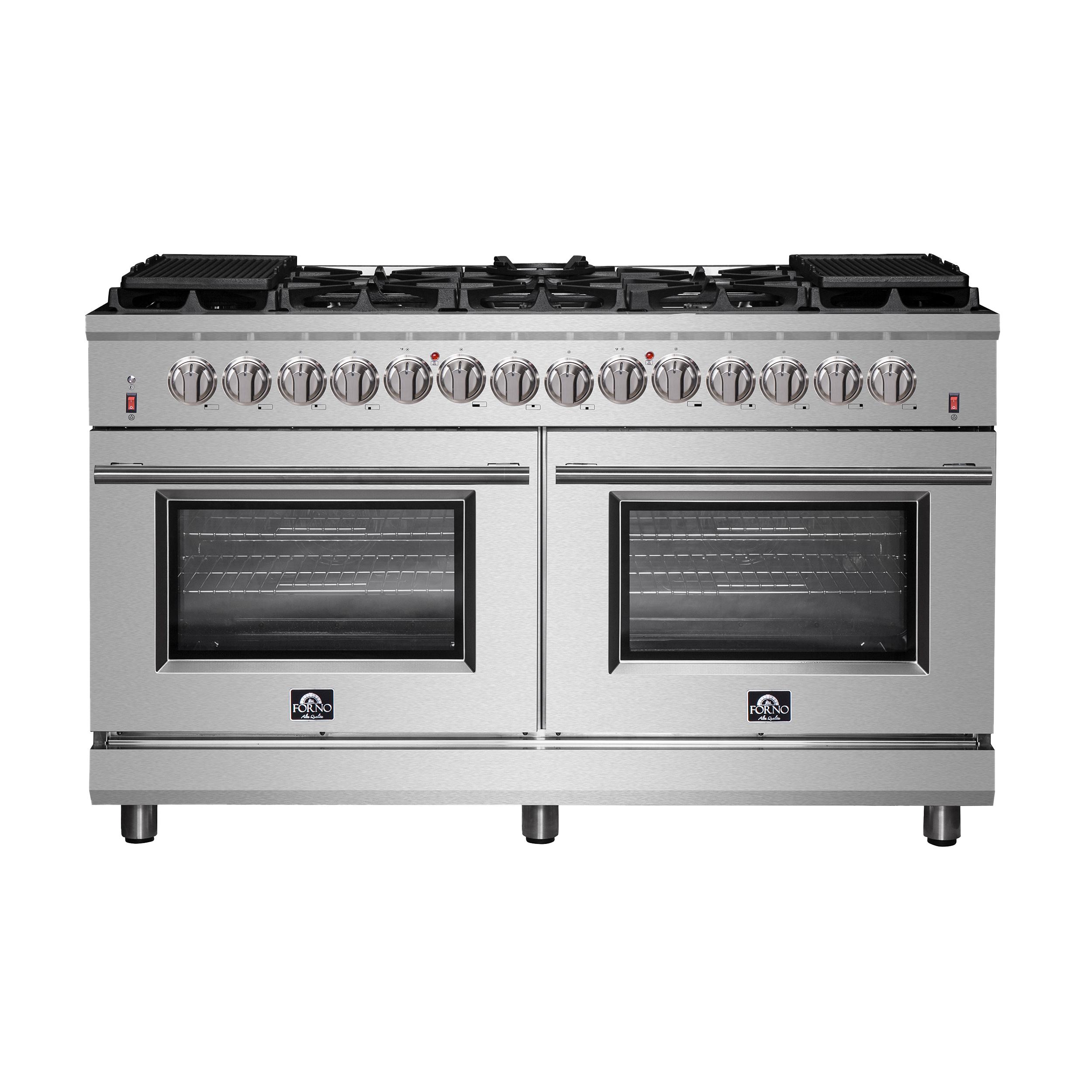 Forno FFSGS612560 Forno Massimo 60-Inch Freestanding Dual Fuel Range, 10 Burners, Double Convection Ovens