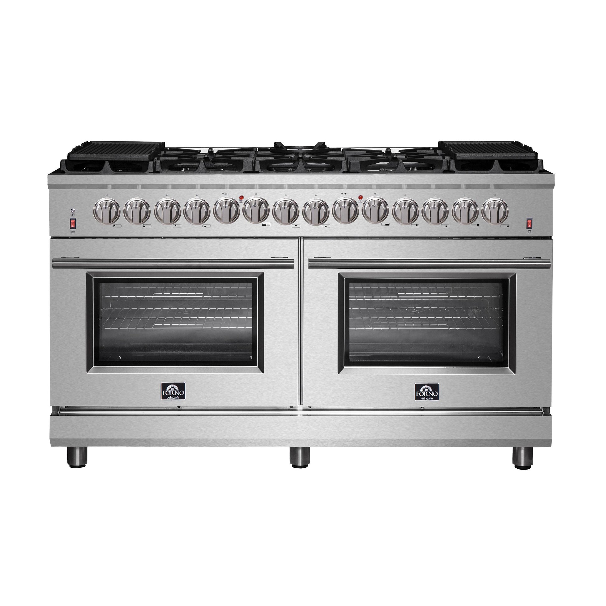 Forno FFSGS612560 Forno Massimo 60-Inch Freestanding Dual Fuel Range, 10 Burners, Double Convection Ovens