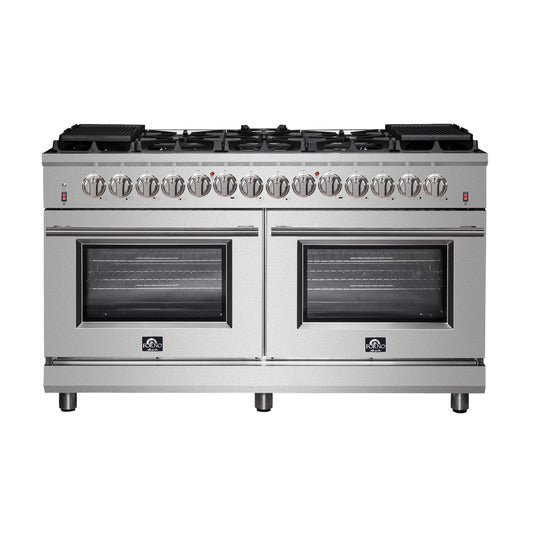 Forno FFSGS612560 Forno Massimo 60-Inch Freestanding Dual Fuel Range, 10 Burners, Double Convection Ovens