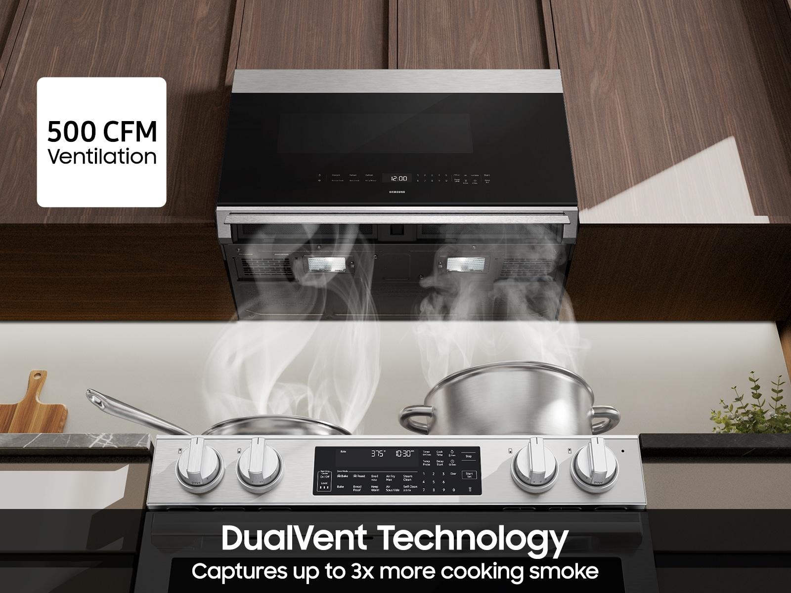 Samsung ME80H2160R Bespoke Over-The-Range Microwave Dualvent Technology Auto Connectivity 500 Cfm