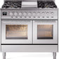 Ilve UPD40FWMPSSLP Professional Plus Ii 40 Inch Dual Fuel Liquid Propane Freestanding Range In Stainless Steel With Trim
