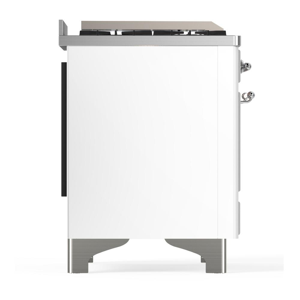 Ilve UM60FSQNR3WHCLP Ilve Um60Fsqnr3Whclp Majestic Iii 60 Inch Dual Fuel Range With 7 Burners, Griddle And French Top, Dual Function Burner With Up To 25,000 Btu (Liquid Propane, Solid Door, White, Chrome)