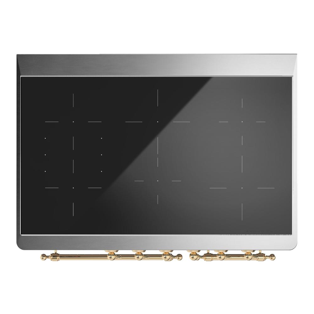 Ilve UMDIB40QNR3SSG Ilve Umdib40Qnr3Ssg Majestic Iii 40 Inch Induction Range With 6 Elements, 3.82 Cu. Ft. Total Oven Capacity (Solid Door, Stainless Steel, Brass)