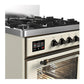 Ilve UM30NR3AWB Ilve Um30Nr3Awb Majestic Iii 30 Inch Dual Fuel Range With 5 Black Brass Burners, Dual Function Burner Up To 25,000 Btu (Natural Gas, Triple Glass Door, Antique White, Burnished)