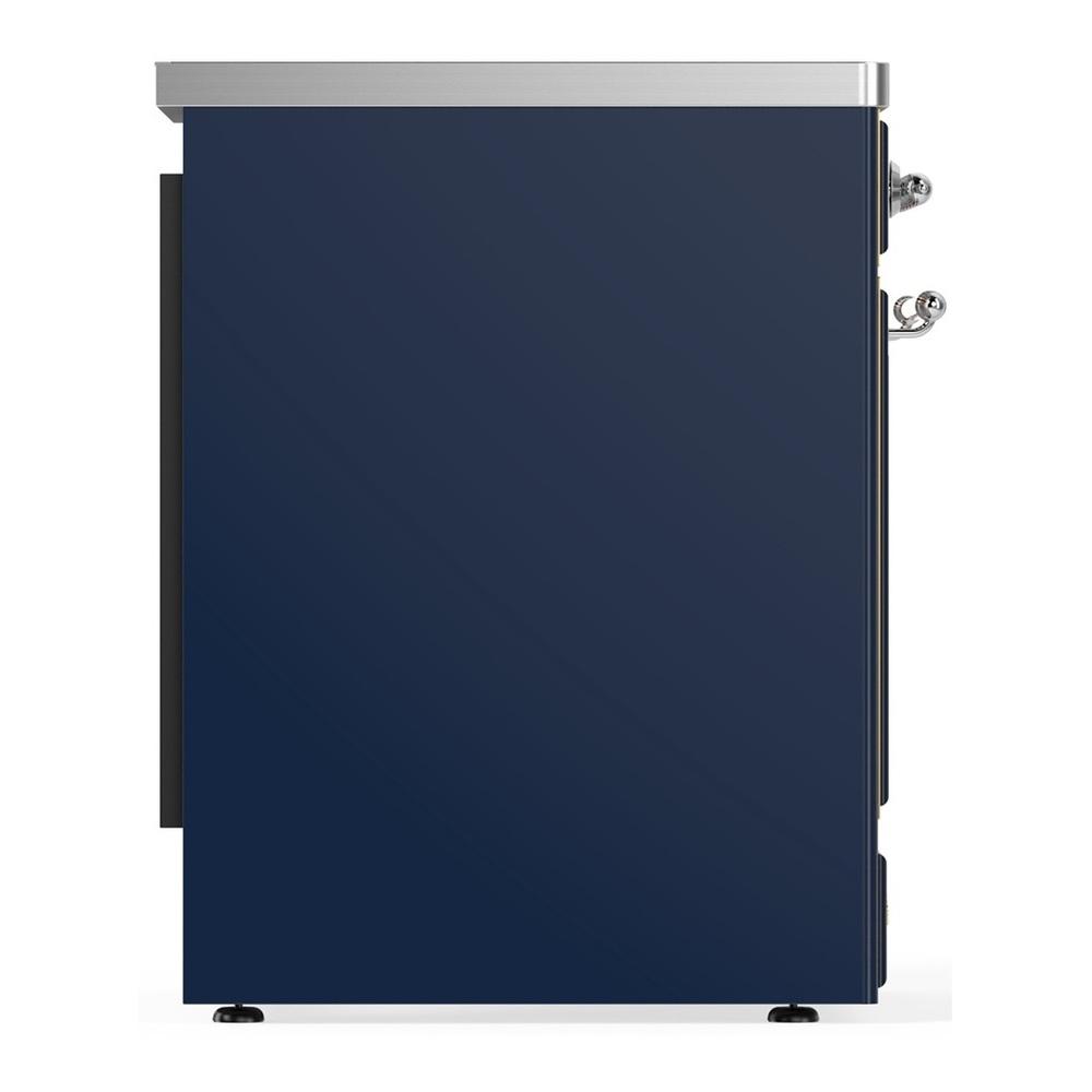 Ilve UMIB30QNR3MBC Ilve Umib30Qnr3Mbc Majestic Iii 30 Inch Induction Range With 4 Elements, 4 Cu. Ft. Oven Capacity (Solid Door, Midnight Blue, Chrome)
