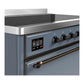 Ilve UMIB48QNR3BGB Ilve Umib48Qnr3Bgb Majestic Iii 48 Inch Induction Range With 6 Elements, 5.02 Cu. Ft. Total Oven Capacity (Solid Door, Blue Grey, Burnished)