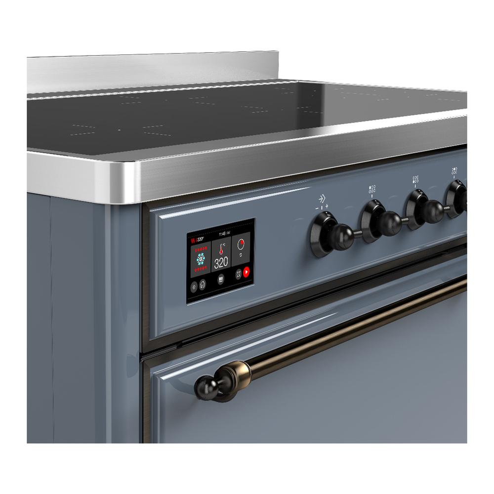 Ilve UMIB48QNR3BGB Ilve Umib48Qnr3Bgb Majestic Iii 48 Inch Induction Range With 6 Elements, 5.02 Cu. Ft. Total Oven Capacity (Solid Door, Blue Grey, Burnished)
