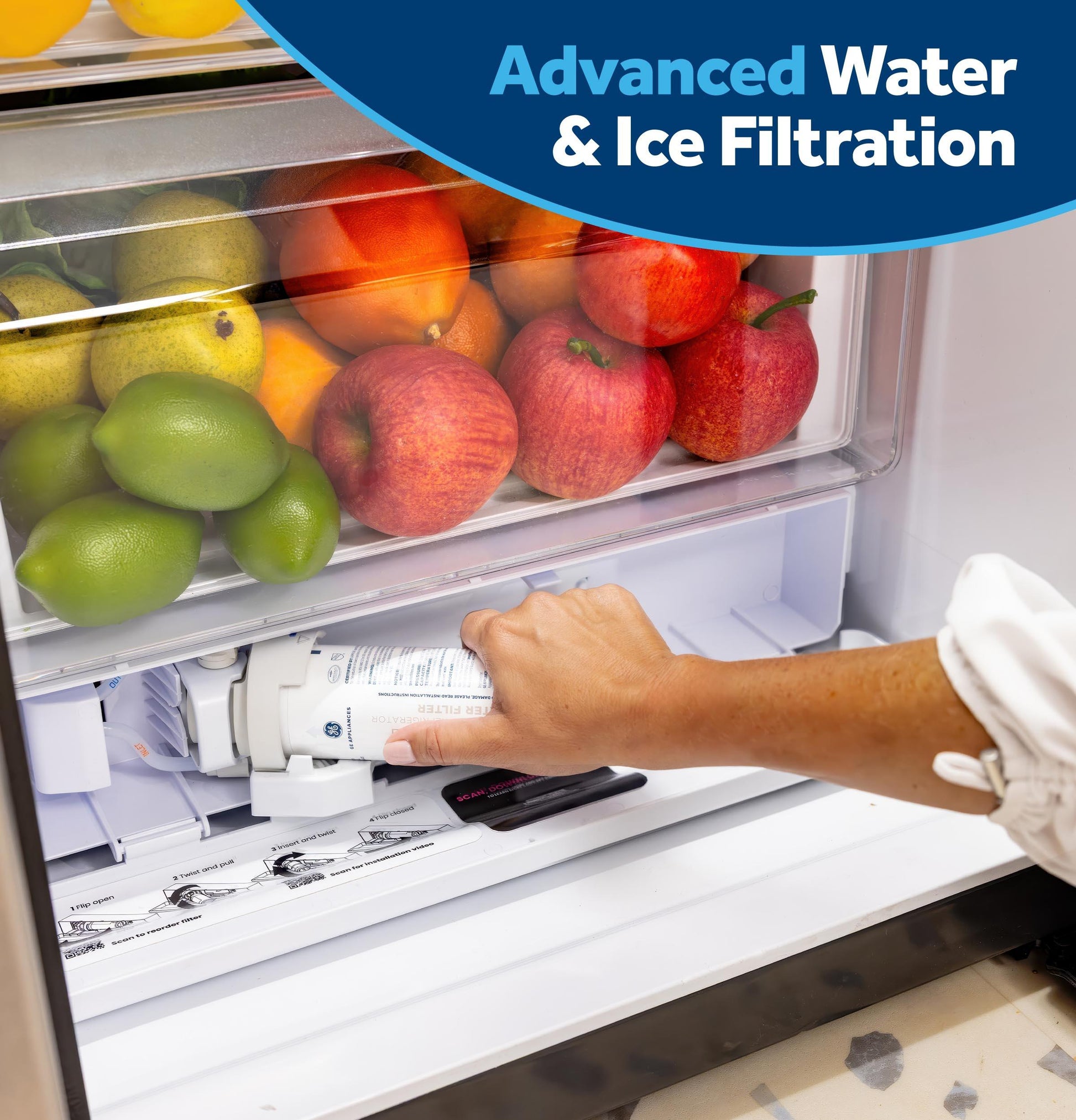 Ge Appliances GZS24NYYFS Ge® 23.6 Cu. Ft. Counter-Depth Side-By-Side Refrigerator With Extra Tall Dispenser And In-Door Icemaker