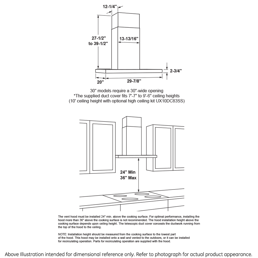 Haier UVW8301SLSS 30" Designer Wall Mount Hood W/ Dimmable Led Lighting