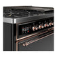 Ilve UM48FQNR3BKPLP Ilve Um48Fqnr3Bkplp Majestic Iii 48 Inch Dual Fuel Range With 8 Burners And Griddle, Dual Function Burner Up To 25,000 Btu (Liquid Propane, Solid Door, Glossy Black, Copper)