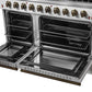 Forno FFSGS624448WHT Forno Galiano 48-Inch Gas Range White & Antique Brass Design, 8 Burners, 107,000 Btu, Griddle, 6.58 Cu.Ft. Double Ovens