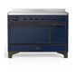 Ilve UMIB48QNR3MBB Ilve Umib48Qnr3Mbb Majestic Iii 48 Inch Induction Range With 6 Elements, 5.02 Cu. Ft. Total Oven Capacity (Solid Door, Midnight Blue, Burnished)