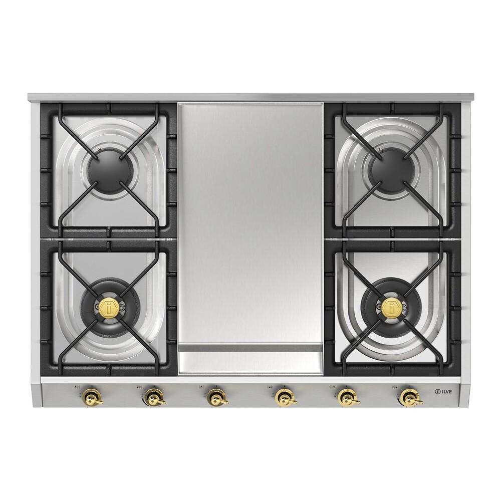 Ilve UHCP965FNSSG Ilve Uhcp965Fnssg Nostalgie Ii 36 Inch Built-In Gas Cooktop With Griddle, In Stainless Steel (Natural Gas)