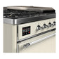 Ilve UM48FSQNR3AWCLP Ilve Um48Fsqnr3Awclp Majestic Iii 48 Inch Dual Fuel Range With 5 Black Brass Burners, Griddle And French Top, Dual Function Burner Up To 25,000 Btu (Liquid Propane, Solid Door, Antique White, Chrome)