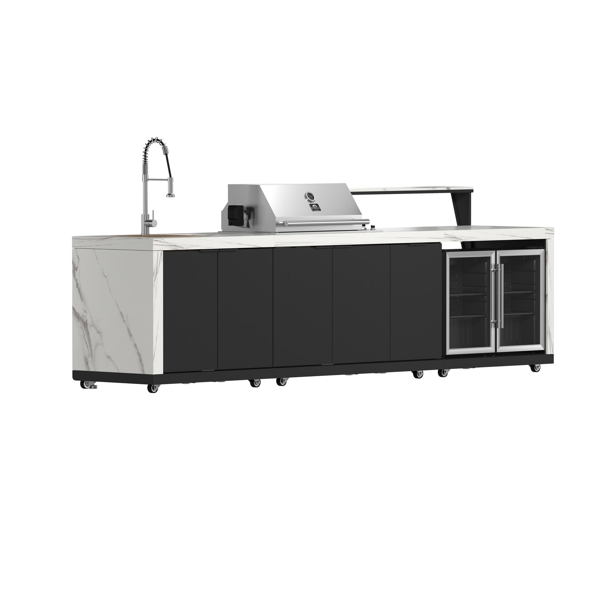 Forno FODKT2575WHT Forno Rimini Outdoor Kitchen: 30" Bbq 62,600 Btu, 4.8 Cu.Ft. Refrigerators, White Countertops