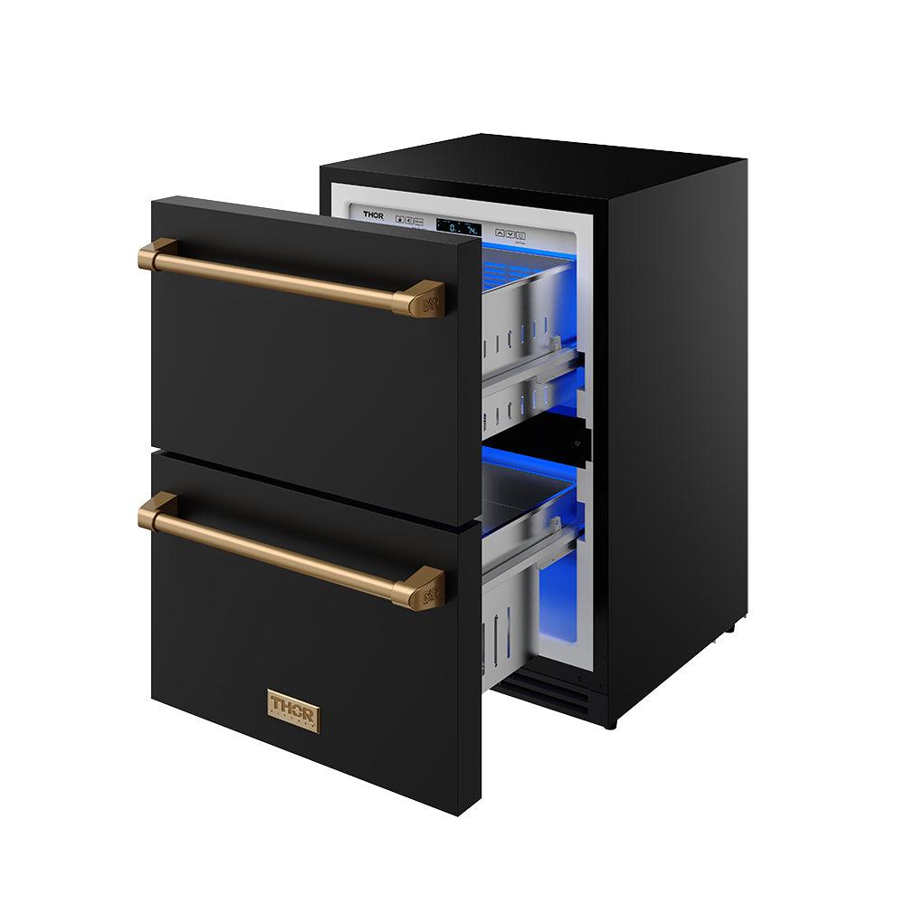 Thor Kitchen RZ24UBBRZ 24 Inch Undercounter Built-In / Freestanding Drawer Freezer - Black/Bronze Gordon Ramsay Series