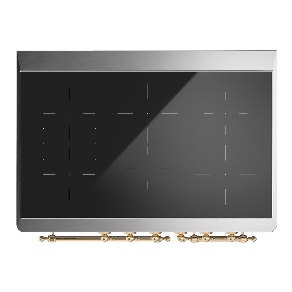 Ilve UMDIB40QNR3BUG Ilve Umdib40Qnr3Bug Majestic Iii 40 Inch Induction Range With 6 Elements, 3.82 Cu. Ft. Total Oven Capacity (Solid Door, Burgundy, Brass)