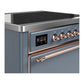 Ilve UMIB36QNR3BGP Ilve Umib36Qnr3Bgp Majestic Iii 36 Inch Induction Range With 6 Elements, 3.5 Cu. Ft. Total Oven Capacity (Solid Door, Blue Grey, Copper)