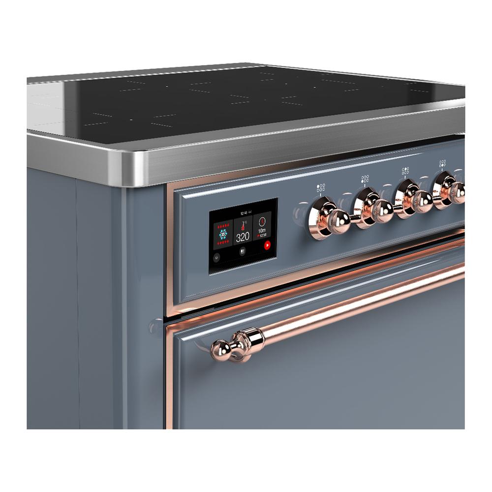 Ilve UMIB36QNR3BGP Ilve Umib36Qnr3Bgp Majestic Iii 36 Inch Induction Range With 6 Elements, 3.5 Cu. Ft. Total Oven Capacity (Solid Door, Blue Grey, Copper)