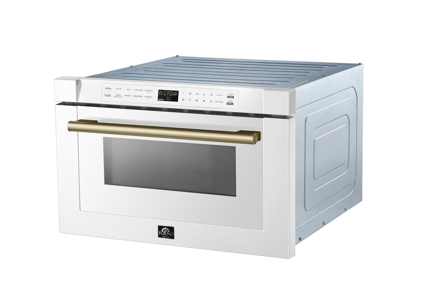 Forno FMWDR300024WHT Forno Capoliveri Espresso 24-Inch Microwave Drawer, White, 1.2 Cu.Ft, 1500 Watts, Built-In, Touch Control Lcd Display, Auto-Touch Open/Close, 11 Power Levels, Sensor Cooking