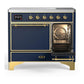 Ilve UMDIB40QNR3MBG Ilve Umdib40Qnr3Mbg Majestic Iii 40 Inch Induction Range With 6 Elements, 3.82 Cu. Ft. Total Oven Capacity (Solid Door, Midnight Blue, Brass)