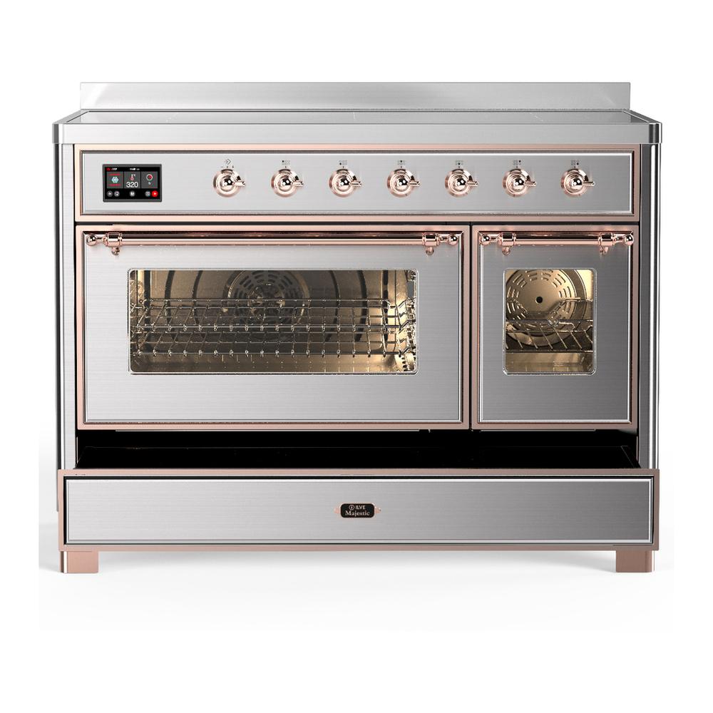 Ilve UMIB48NR3SSP Ilve Umib48Nr3Ssp Majestic Iii 48 Inch Induction Range With 6 Elements, 5.02 Cu. Ft. Total Oven Capacity (Triple Glass Door, Stainless Steel, Copper)