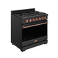 Thor Kitchen RSG36PBLPRSG 36 Inch Professional Liquid Propane Range With Precision Knob In Black And Rose Gold Gordon Ramsay Series