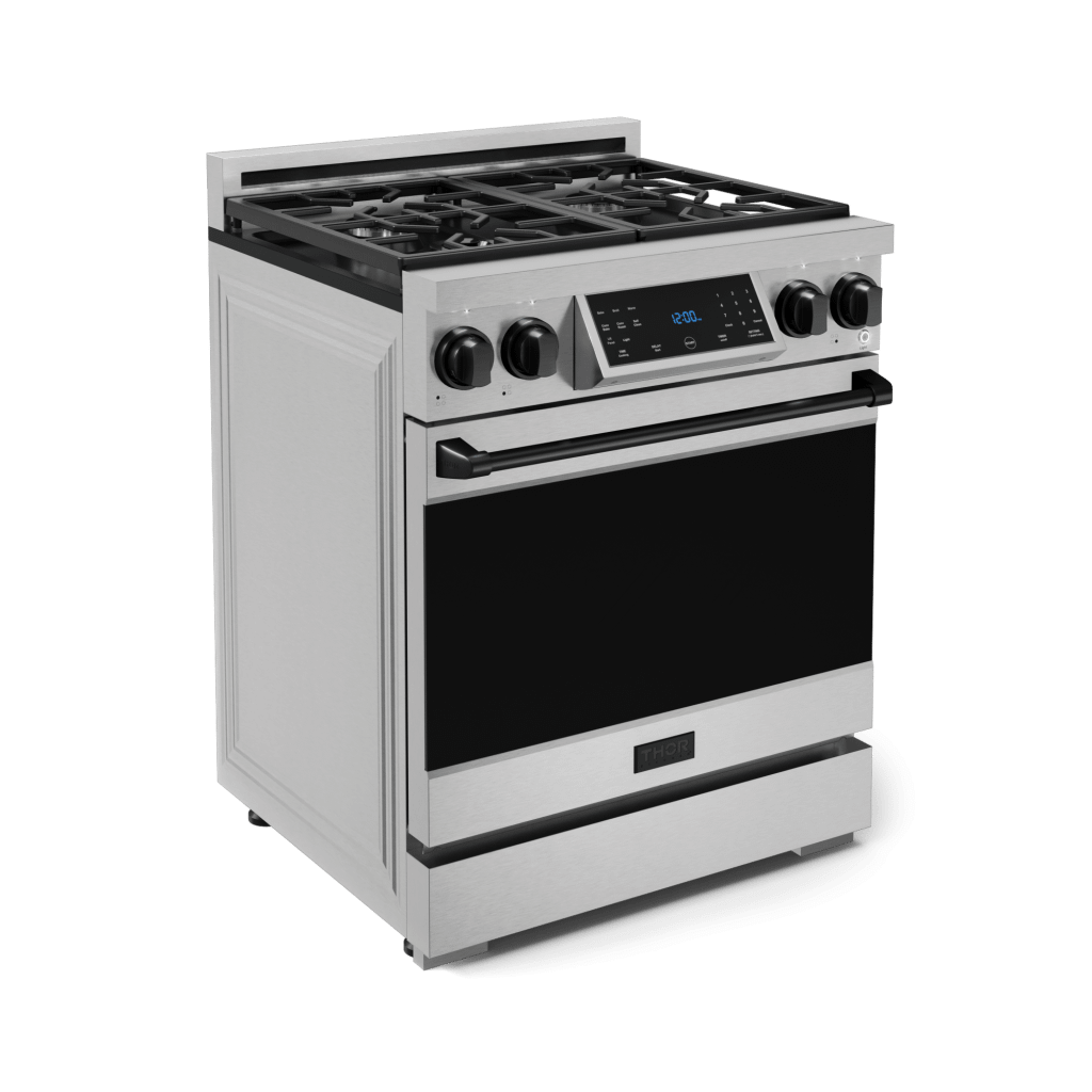 Thor Kitchen RSG30BLK 30 Inch Professional Gas Range With Tilt Panel Touch Control In Stainless Steel/Black Gordon Ramsay Series - Rsg30-Blk