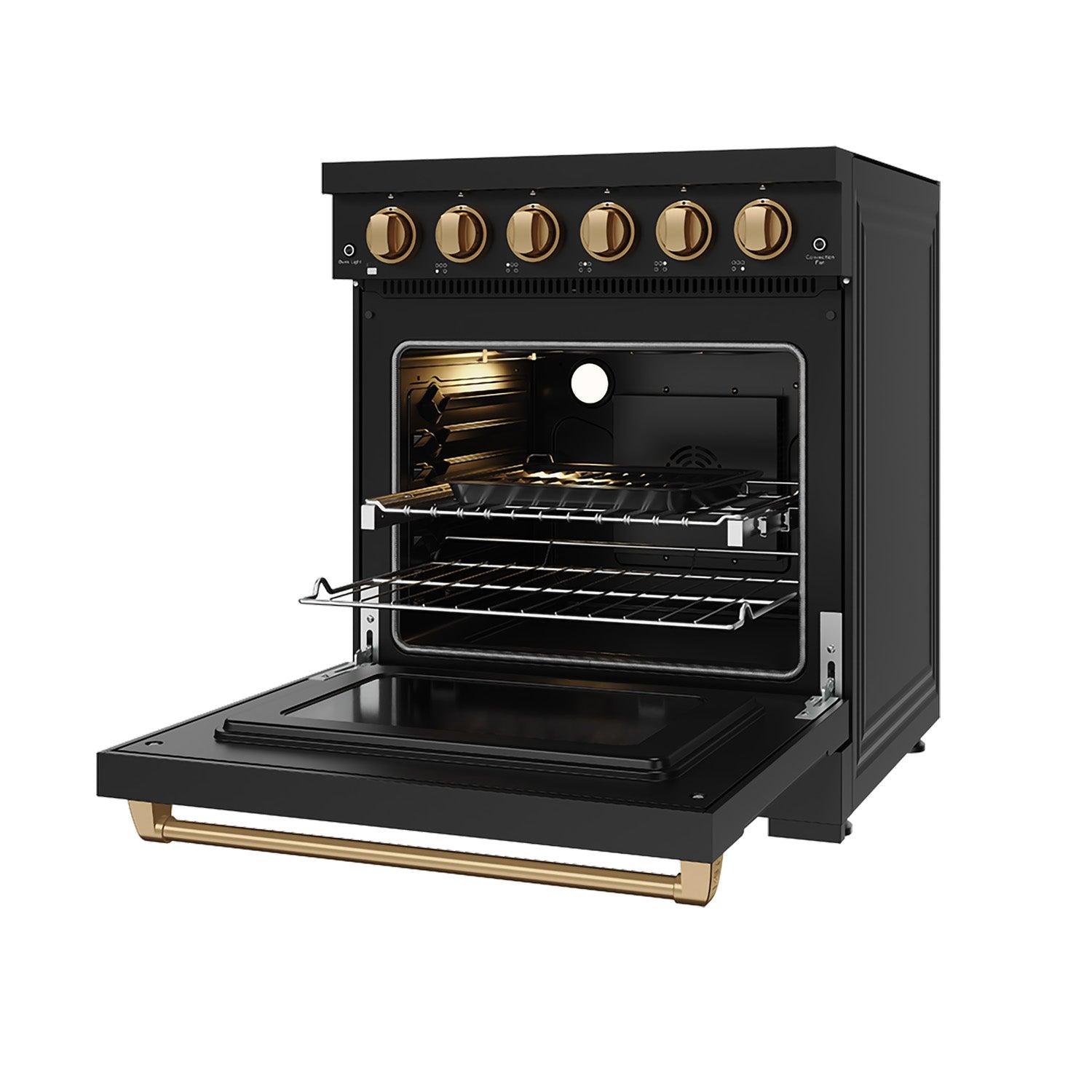Thor Kitchen RSE30PBBRZ 30 Inch Professional Electric Range With Precision Knob Control In Black And Bronze Gordon Ramsay Series