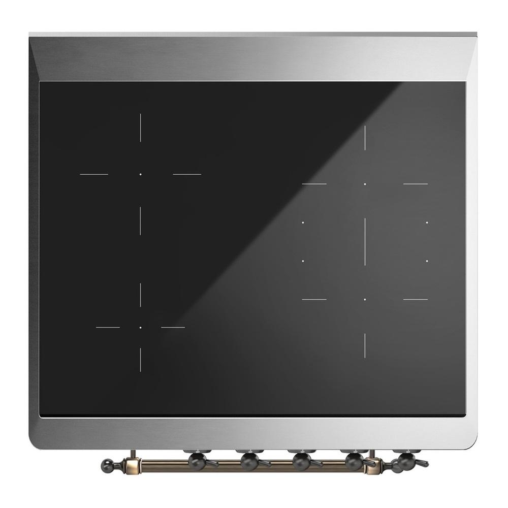 Ilve UMIB30QNR3BGB Ilve Umib30Qnr3Bgb Majestic Iii 30 Inch Induction Range With 4 Elements, 4 Cu. Ft. Oven Capacity (Solid Door, Blue Grey, Burnished)