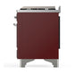 Ilve UM60FSQNR3BUC Ilve Um60Fsqnr3Buc Majestic Iii 60 Inch Dual Fuel Range With 7 Burners, Griddle And French Top, Dual Function Burner With Up To 25,000 Btu (Natural Gas, Solid Door, Burgundy, Chrome)