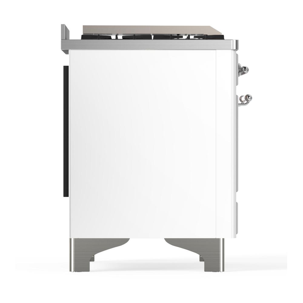 Ilve UM60FSNR3WHCLP Ilve Um60Fsnr3Whclp Majestic Iii 60 Inch Dual Fuel Range With 7 Burners, Griddle And French Top, Dual Function Burner With Up To 25,000 Btu (Liquid Propane, Triple Glass Door, White, Chrome)