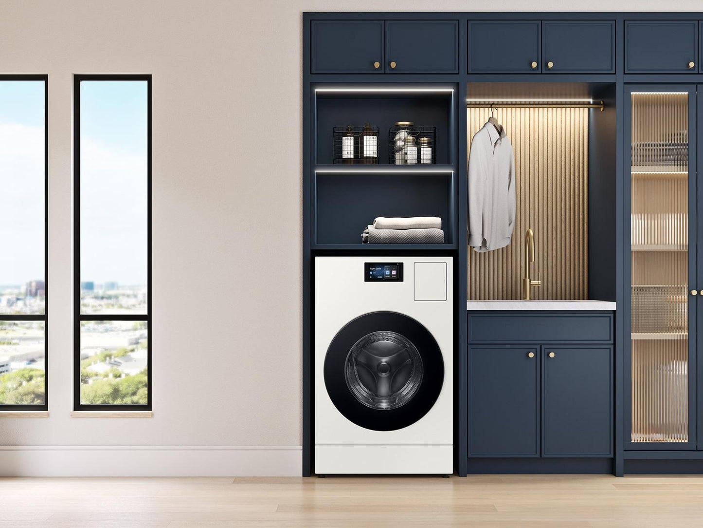Samsung WD90F53AVY Bespoke Ai All-In-One Vented Combo Ai Home 7" Lcd Display Ai Optiwash™ And Dry 5.3 Cu.Ft.