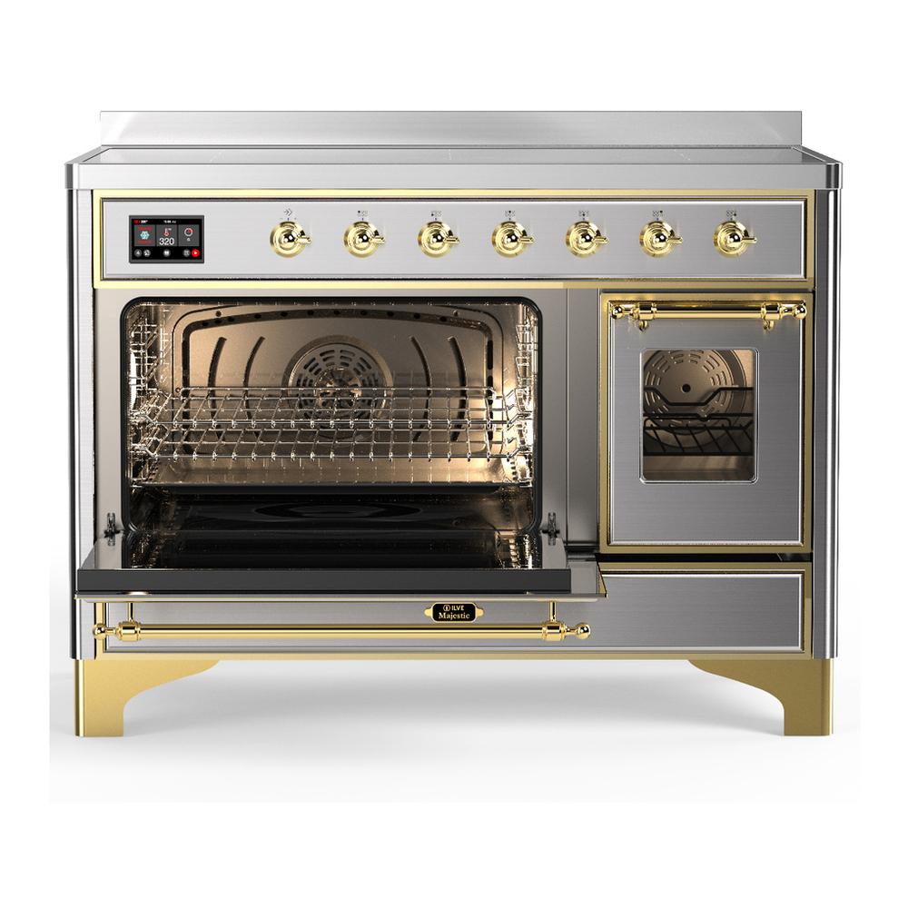 Ilve UMIB48NR3SSG Ilve Umib48Nr3Ssg Majestic Iii 48 Inch Induction Range With 6 Elements, 5.02 Cu. Ft. Total Oven Capacity (Triple Glass Door, Stainless Steel, Brass)