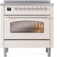Ilve UPI366NMPAWC Nostalgie Ii 36 Inch Electric Freestanding Range In Antique White With Chrome Trim