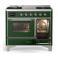 Ilve UMD40FNR3EGCLP Ilve Umd40Fnr3Egclp Majestic Iii 40 Inch Dual Fuel Range With 6 Burners And Griddle, Dual Function Burner Up To 25,000 Btu (Liquid Propane, Triple Glass Door, Emerald Green, Chrome)