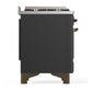 Ilve UM60FQNR3MGB Ilve Um60Fqnr3Mgb Majestic Iii 60 Inch Dual Fuel Range With 9 Burners And Griddle, Dual Function Burner Up To 25,000 Btu (Natural Gas, Solid Door, Graphite Matte, Burnished)