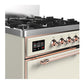 Ilve UM30QNR3AWP Ilve Um30Qnr3Awp Majestic Iii 30 Inch Dual Fuel Range With 5 Black Brass Burners, Dual Function Burner Up To 25,000 Btu (Natural Gas, Solid Door, Antique White, Copper)