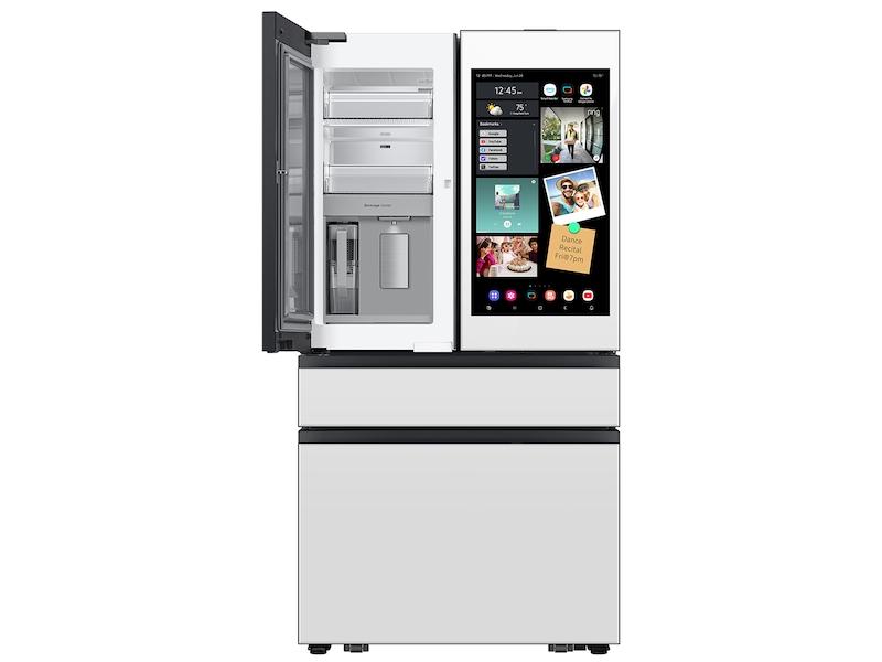 Samsung RF90F23AEW Bespoke 23 Cu. Ft. Counter Depth 4-Door French Door Refrigerator With Ai Family Hub™+ Ai Vision Inside™ In White Glass