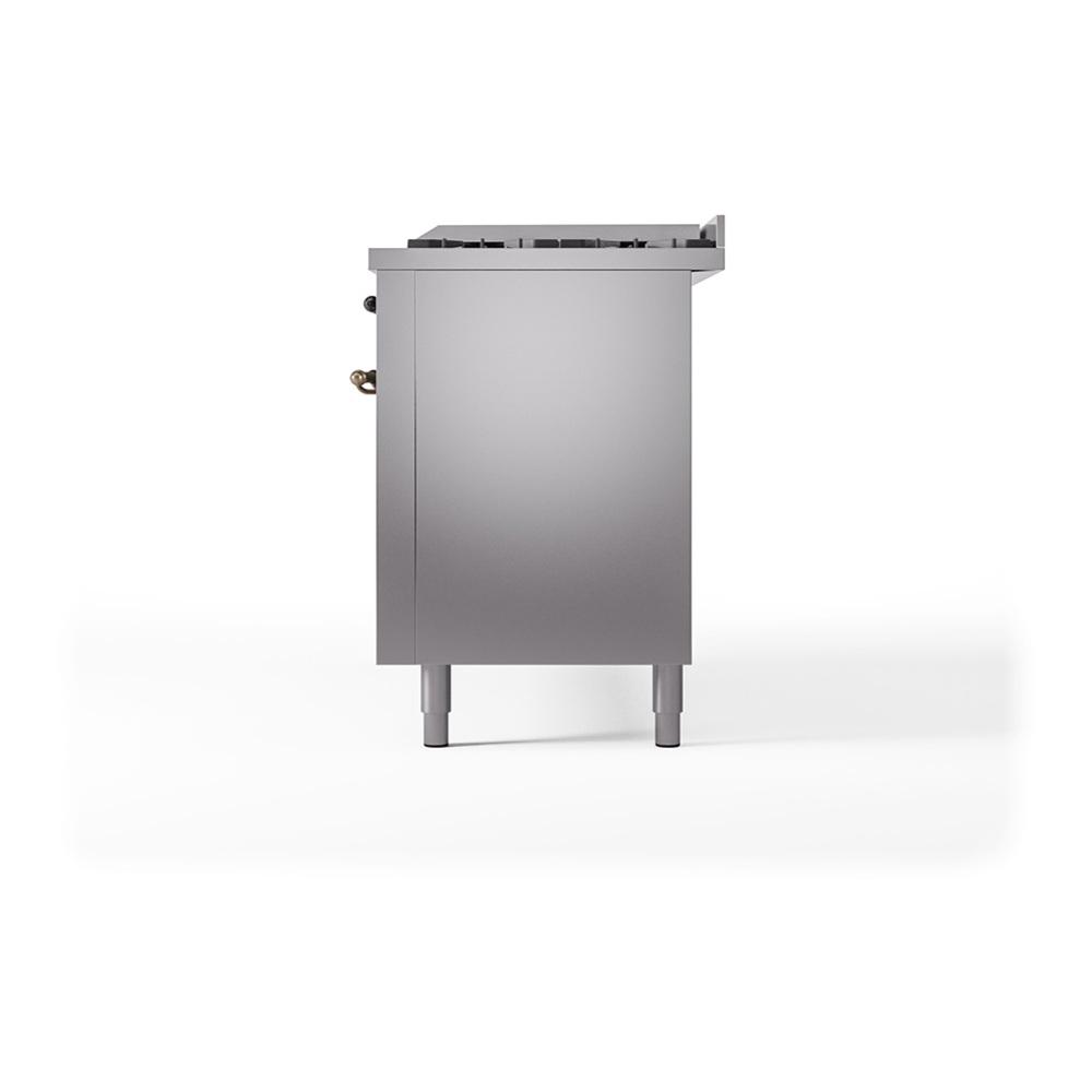 Ilve UN60FQNMPSSBLP Ilve Un60Fqnmpssblp Nostalgie Ii Noblesse 60" Dual Fuel Range (9 Sealed Burners + Griddle, Liquid Propane, Solid Door, Stainless Steel, Burnished)