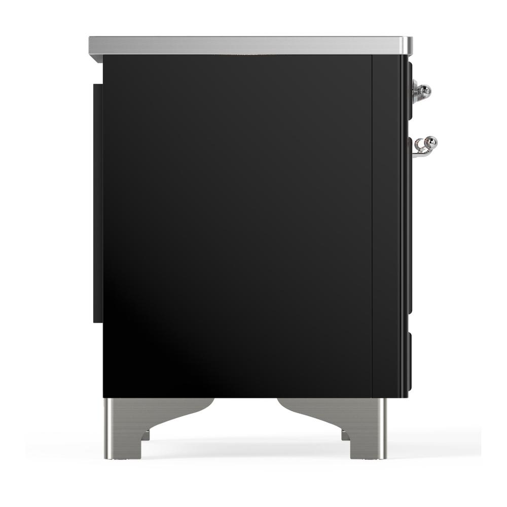 Ilve UMIB36QNR3BKC Ilve Umib36Qnr3Bkc Majestic Iii 36 Inch Induction Range With 6 Elements, 3.5 Cu. Ft. Total Oven Capacity (Solid Door, Glossy Black, Chrome)