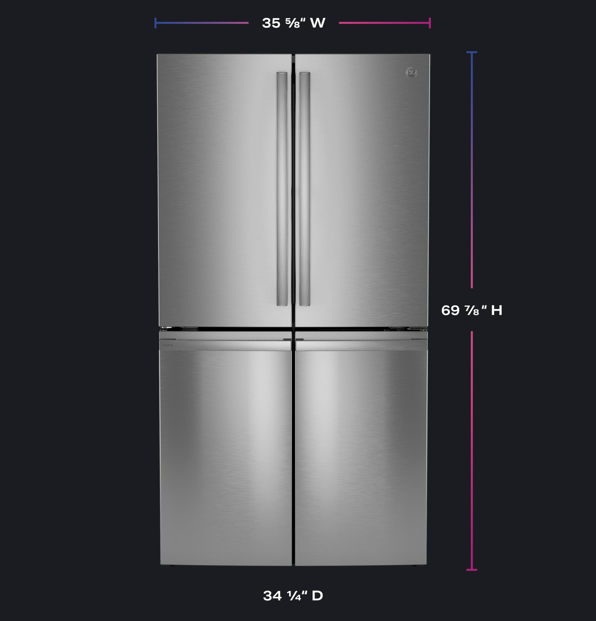 Ge Appliances PAD28BYTFS Ge Profile™ Series Energy Star® 28.4 Cu. Ft. Quad-Door Refrigerator With Dual-Dispense Autofill Pitcher