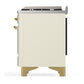 Ilve UM36FQNR3AWGLP Ilve Um36Fqnr3Awglp Majestic Iii 36 Inch Dual Fuel Range With 6 Black Brass Burners And Griddle, Dual Function Burner Up To 25,000 Btu (Solid Door, Antique White, Brass, Liquid Propane)