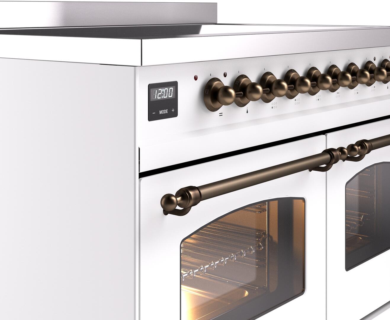 Ilve UPDI406NMPWHB Nostalgie Ii 40 Inch Electric Freestanding Range In White With Bronze Trim